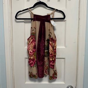 Rue 21 Floral velvet halter neck top